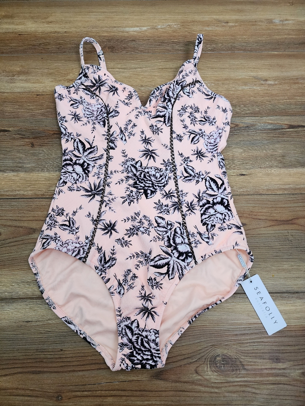 Seafolly Australia One-Piece Swimsuit Women's 14 DD Peach Love Bird NEW